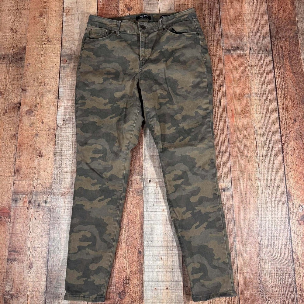 Nine West Camo Gramercy Skinny Ankle Jeans Women's 10 Stretch Camouflage Pants
